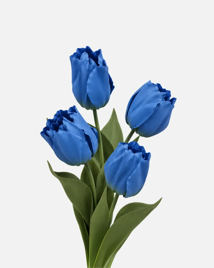 Fleurs, grandes, en ensemble, Tulipe, bleu, x4