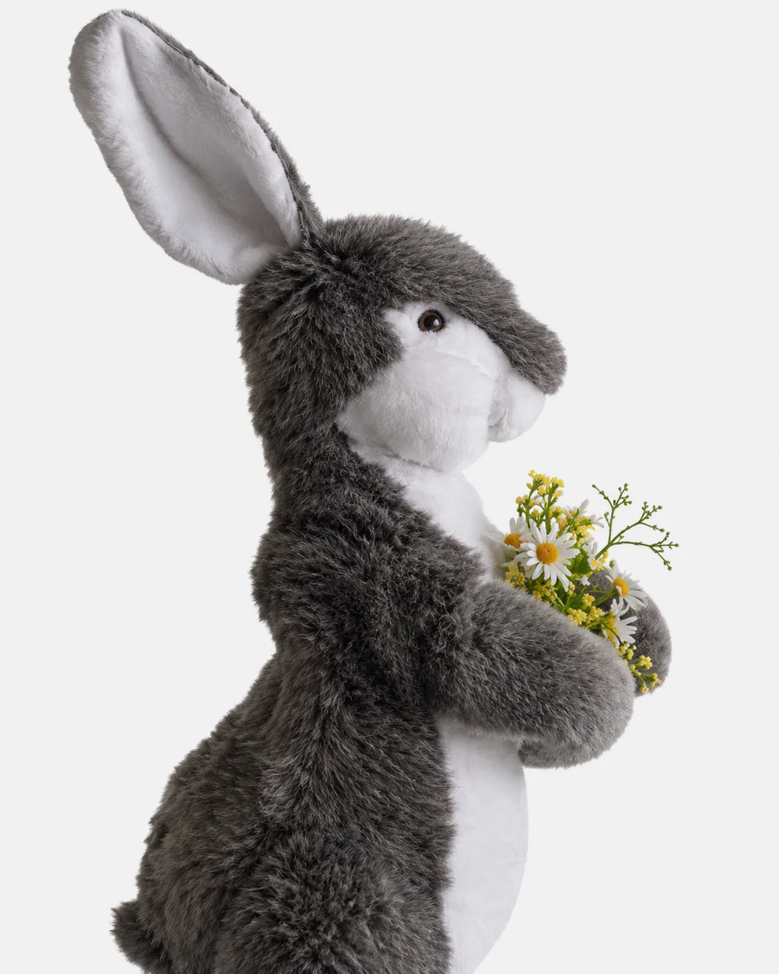 Lapin bouquet de fleur main gauche