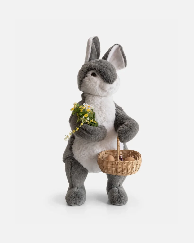 Lapin panier et oeuf bouquet de fleur