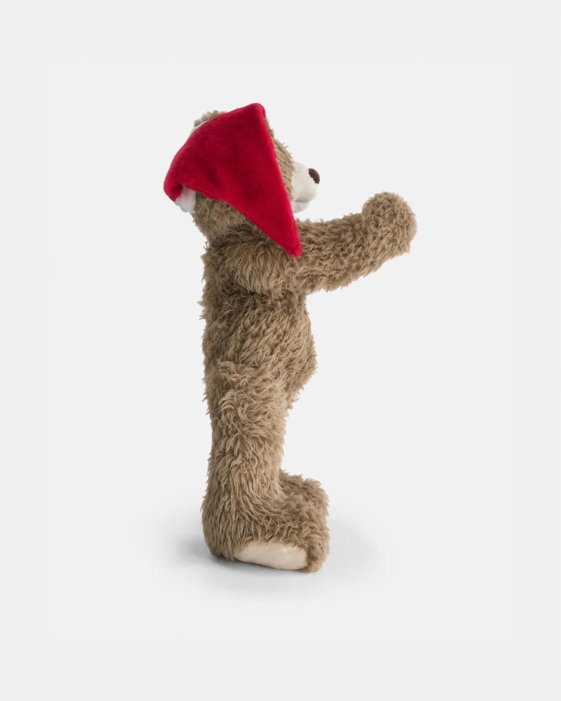 Ours beige vintage debout Bonnet père noel