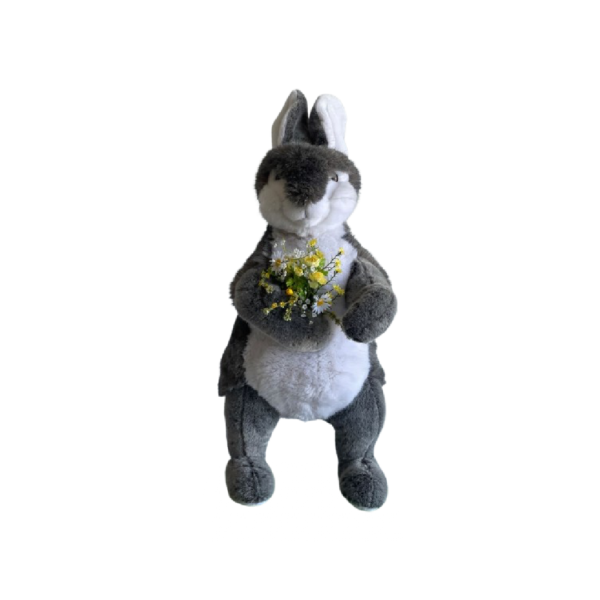 Lapin bouquet de fleur main gauche