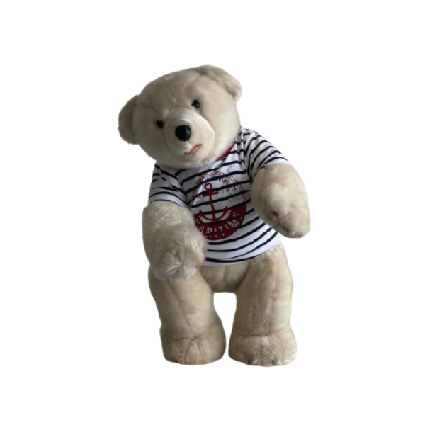 Petit ours blanc T-shirt marin Debout